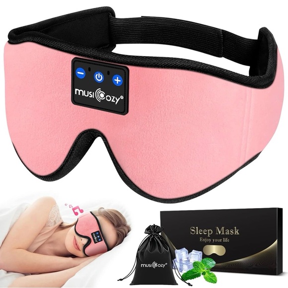 MusiCozy® Pink Bluetooth Sleep Mask Headphones – Light-Blocking Comfort